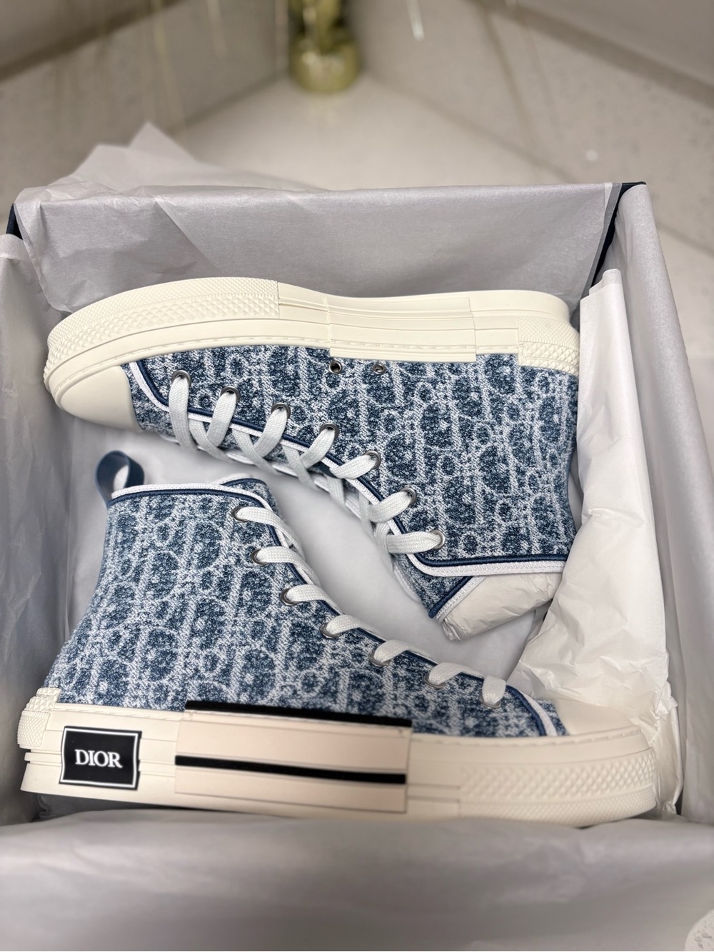 Dior Blue Jacquard High-Top Sneakers SNEAKER M-B23 LEAGUE HT - Picture 1 of 7